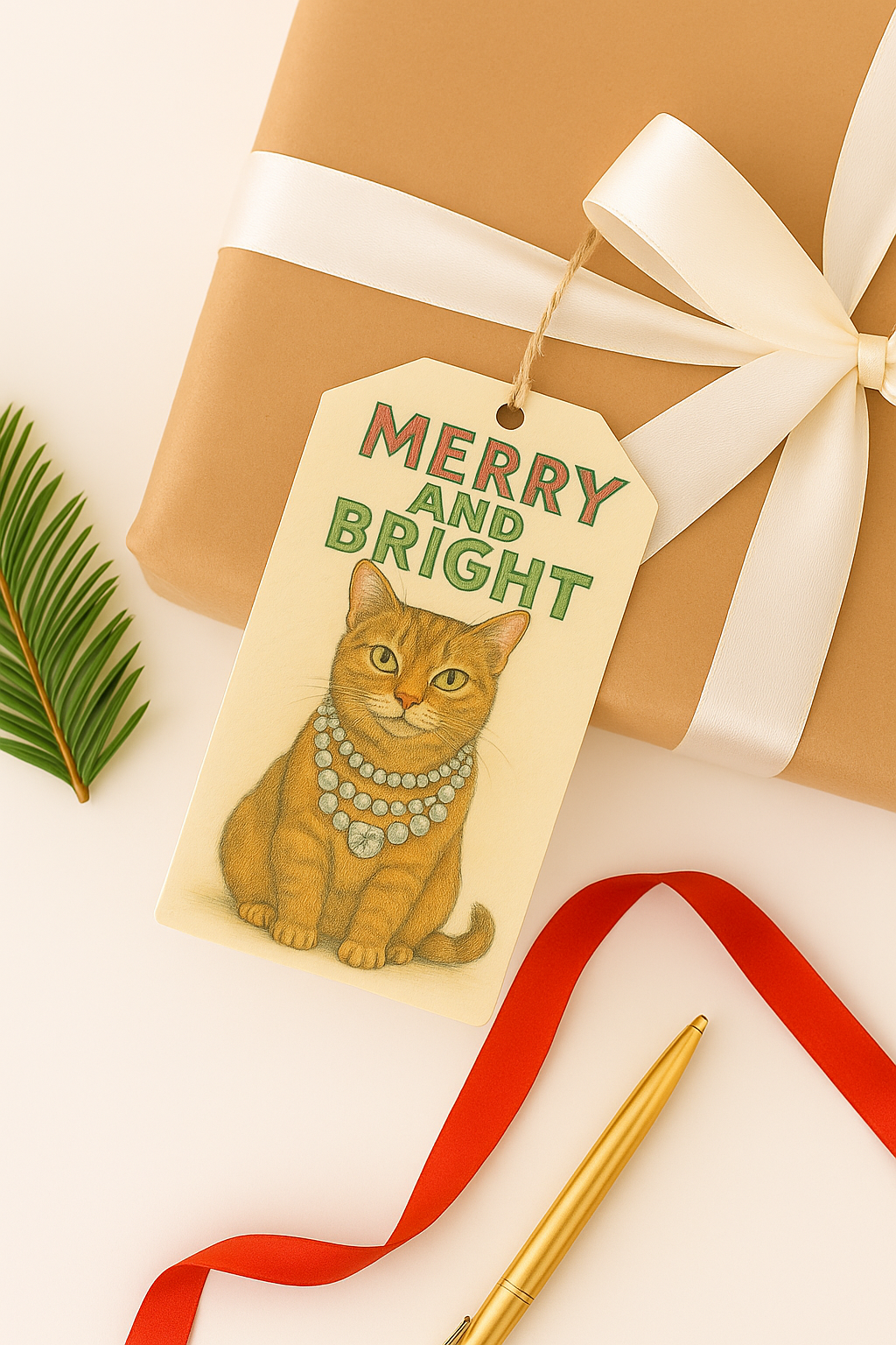 Merry & Bright Cat – Printable Holiday Card Set & Art Print (Instant Digital Download)