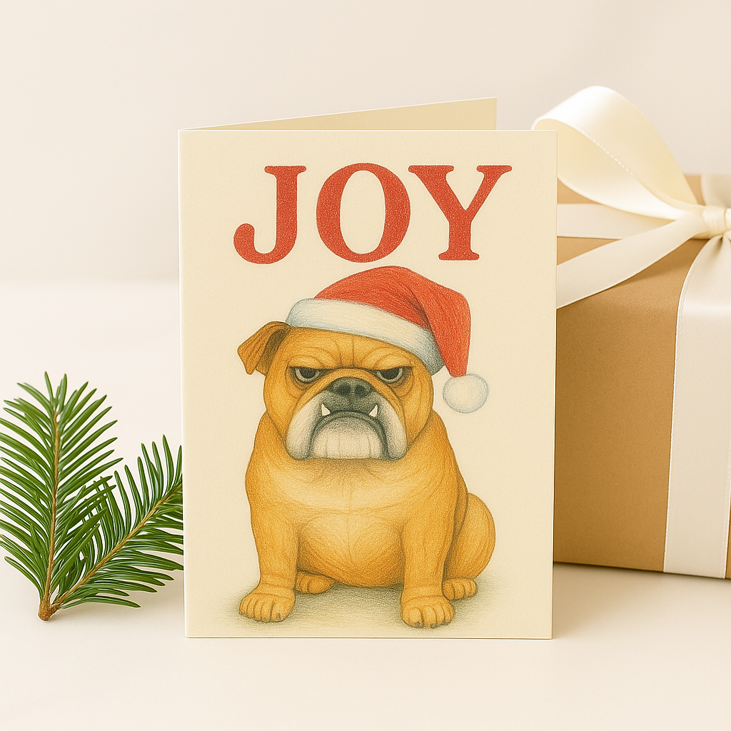 Bulldog Joy – Printable Holiday Card Set (Instant Download)