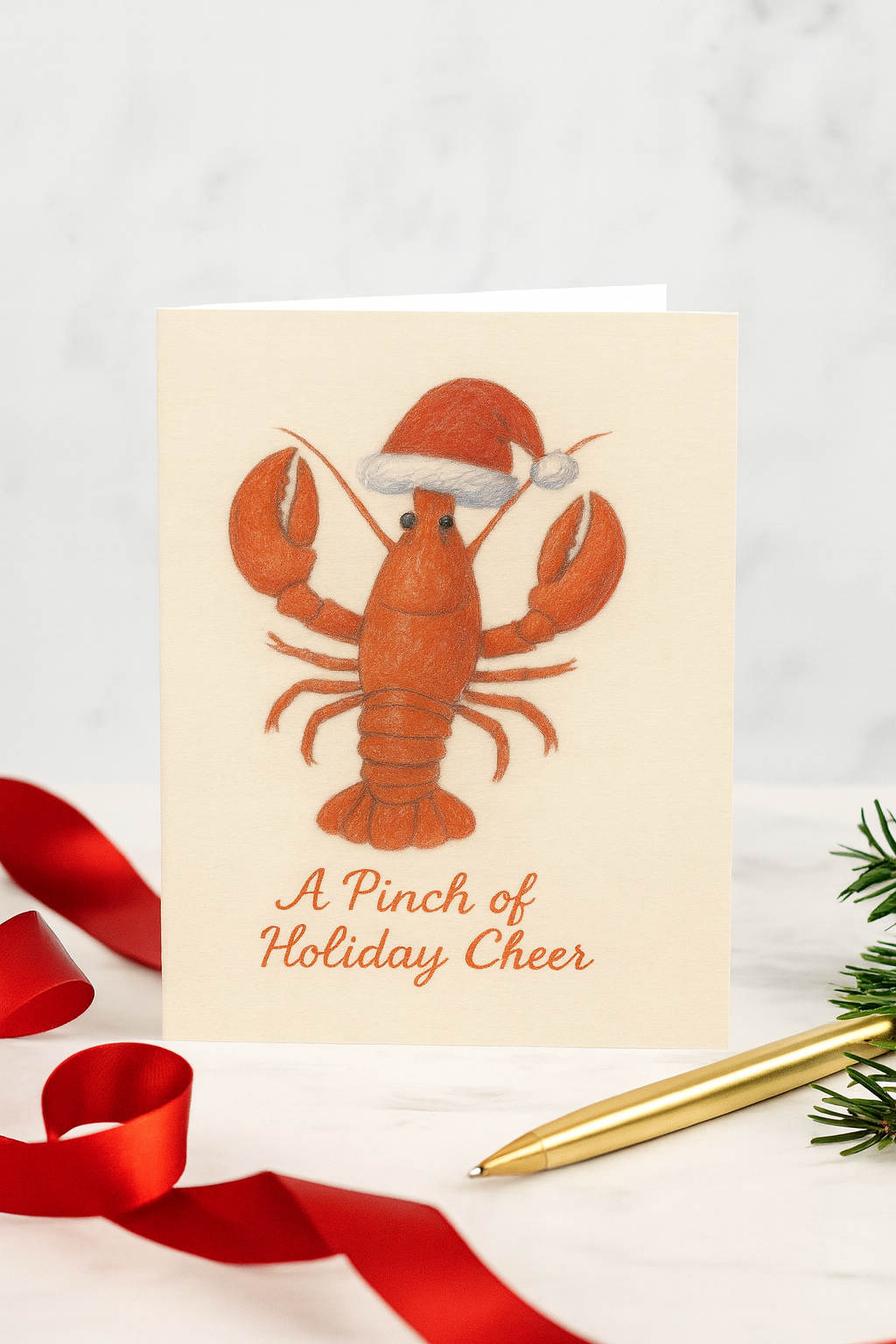 Lobster “Pinch of Holiday Cheer” – Printable Wall Art, Holiday Card, & Gift Tag