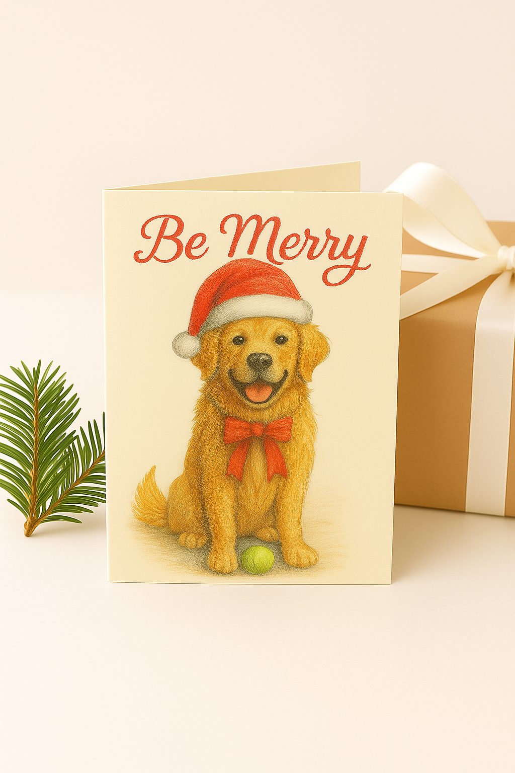Golden Retriever “Be Merry” Holiday Card Set – Printable Digital Download