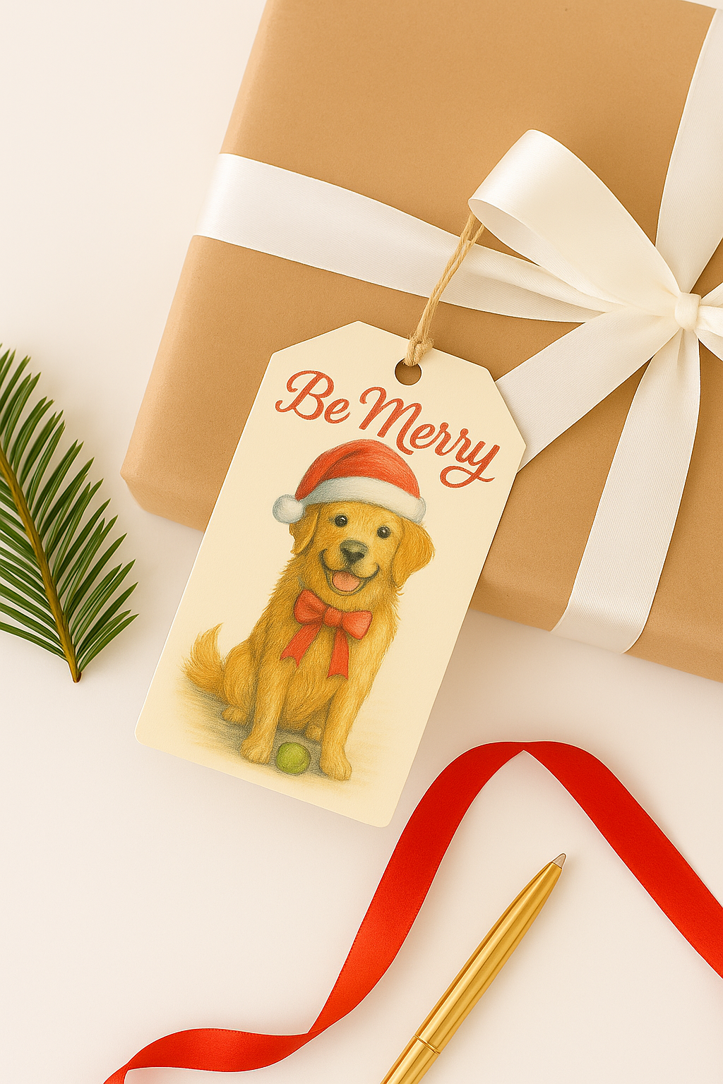Golden Retriever “Be Merry” Holiday Card Set – Printable Digital Download